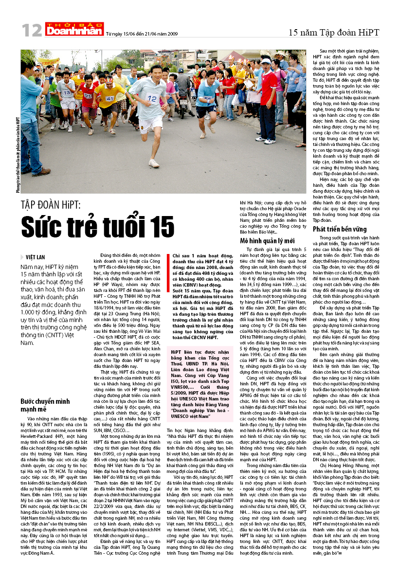 Tập đoàn HiPT: Sức trẻ tuổi 15